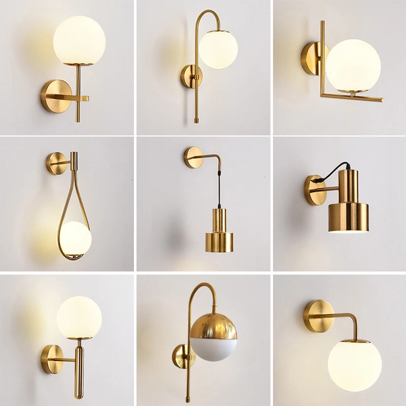 

Modern Wall Light Glass Ball Luxury Gold Sconce Living Room Bedroom Bedside Indoor Decor Lamp Aisle Staircase Nordic Wall Mount