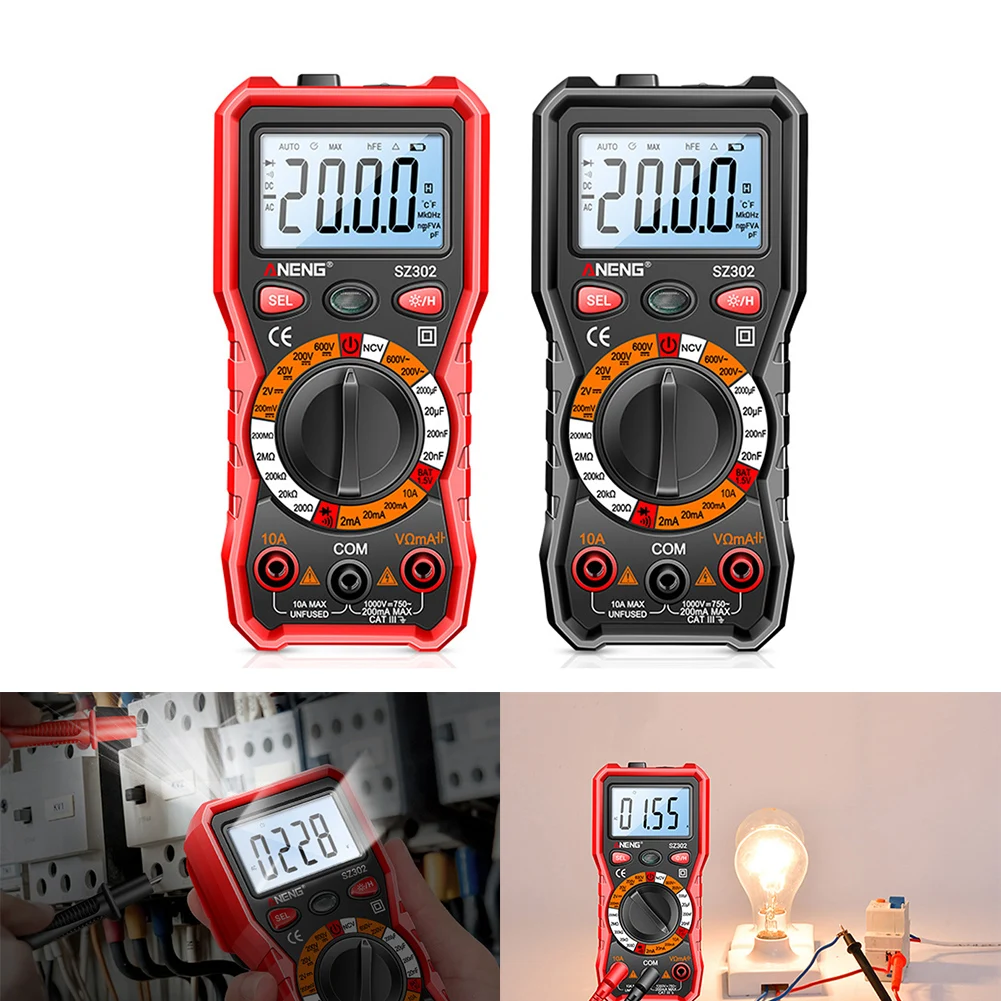 SZ302 Professional Digital Multimeter Auto Voltmeter NCV Tester With Backlight Electrician Tools Electrical Testing Equipment
SZ302 Professional Digital Multimeter Auto Voltmeter NCV Tester With Backlight Electrician Tools Electrical Testing Equipment