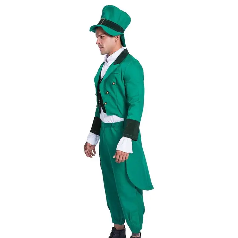 

Leprechaun Costume Set 4 Pieces Costume Set Accessories Vintage Steampunk Tailcoat Green Leprechaun Suit For Teens Adults