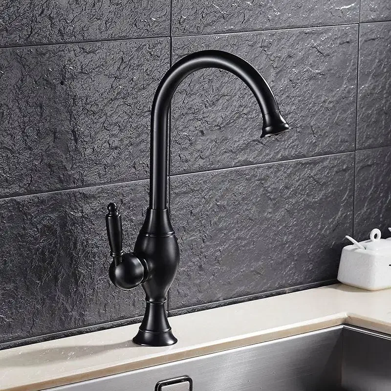 

Kitchen Faucet European Antique Style Bathroom Basin Faucets Single Hole Sink lavatory Tap Cold and Hot Water Mixer Tap Crane