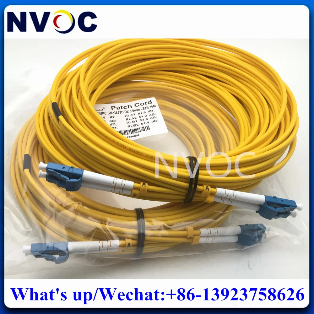 

5Pcs LC-LCPC DX 15M Fiber Patch Cord,LC/ST/FC/SCUPC 9/125 G652D Single Mode Yellow 2.0mm 3.0mm Dual Fibre Optic Cable Connector