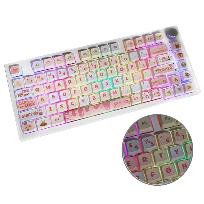 

133 Keys Creamy Strawberry Keycaps XDA Thick PBT Keycap For 61/87/104/108 Layout Mechanical Keyboard Dropshipping