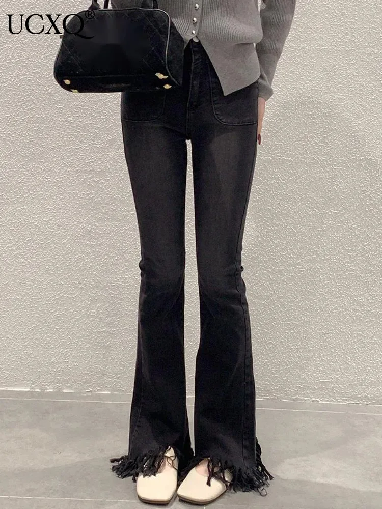 UCXQ New Fashionable High Waist Trouser Vintage Tassel Ragged Edge Elastic Long Pants Jeans For Women 2024 Spring Autumn 23A7525
UCXQ New Fashionable High Waist Trouser Vintage Tassel Ragged Edge Elastic Long Pants Jeans For Women 2024 Spring Autumn 23A7525