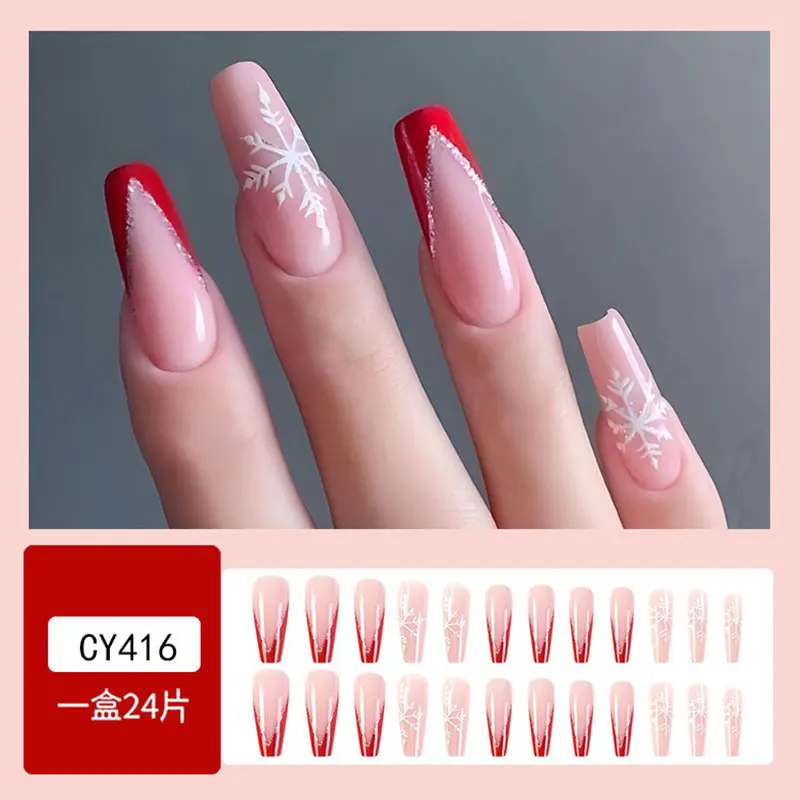 24pcs Christmas Short False Nails Snowflake Design Shiny French Fake Nails Halloween Full Cover Press on Nails Manicure Xmas Tip
24pcs Christmas Short False Nails Snowflake Design Shiny French Fake Nails Halloween Full Cover Press on Nails Manicure Xmas Tip
