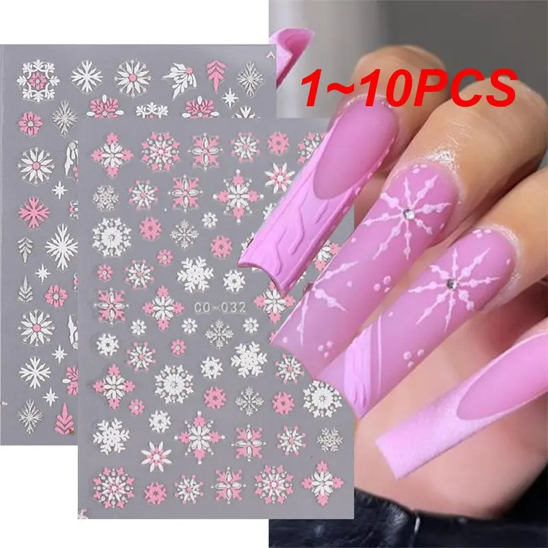 

1~10PCS 3D Christmas Snowflake Nail Stickers Glitter Cupid Snowman Elements Gingerbread Man Elk Nail Art Stickers Cute Nails