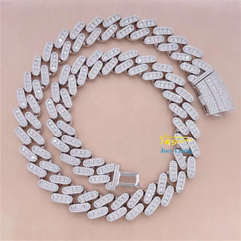 

13mm 15mm 18mm Round Links Vvs Moissanite Diamond Hip Hop Iced Out Jewelry Cuban Link Chain Necklaces