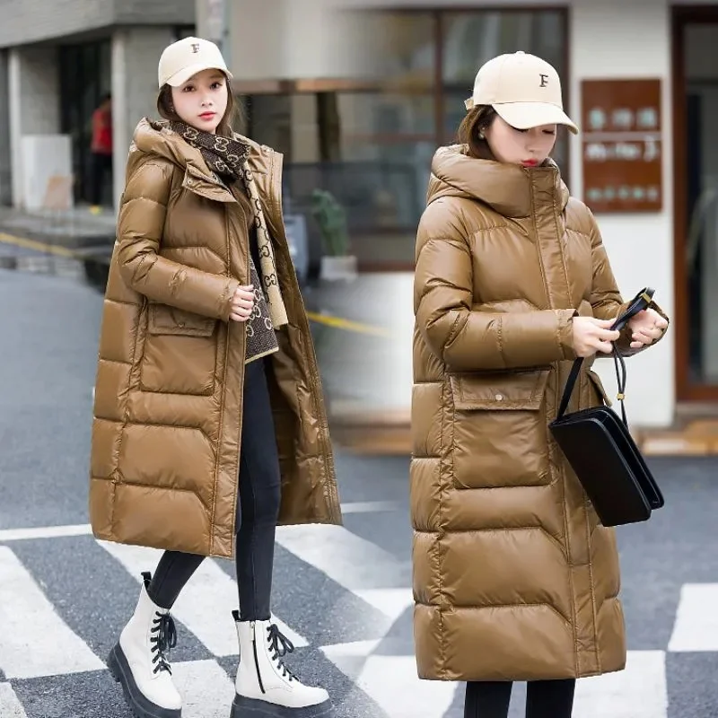 

2023 New Winter Thick Down Cotton Pdded Jacket Women Overcoat Fashion Hooded Casual Loose Long Parkas Mujer Puffer Coat
