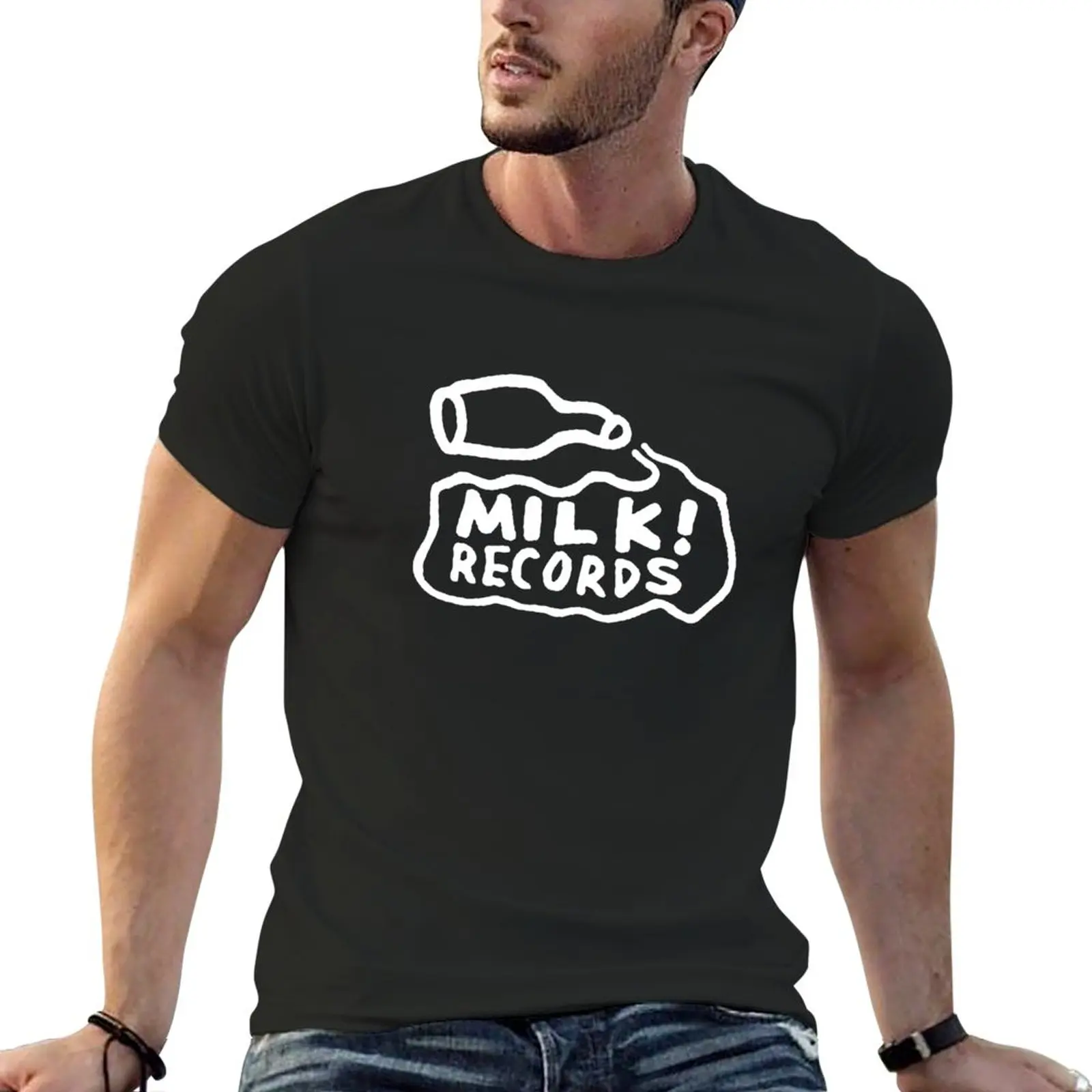 

New Milk Records T-Shirt plus size tops Short t-shirt Short sleeve tee black t shirt mens graphic t-shirts funny