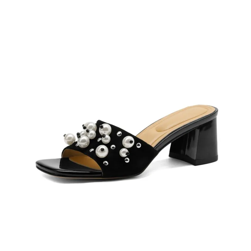 2024 New Pearl 6cm Square Heel Sandals Square Head Peep Toe Rivet Summer Outdoor Slippers Beach Vacation Party Woman Shoes 34-40
2024 New Pearl 6cm Square Heel Sandals Square Head Peep Toe Rivet Summer Outdoor Slippers Beach Vacation Party Woman Shoes 34-40
