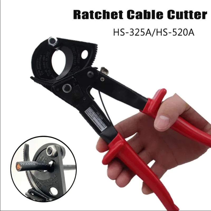 Ratchet Cable Cutter Manganese Steel Copper Wire Cutting Tools Max 400mm² Ratcheting Wire Cutting Hand Tool HS-320/520A
Ratchet Cable Cutter Manganese Steel Copper Wire Cutting Tools Max 400mm² Ratcheting Wire Cutting Hand Tool HS-320/520A