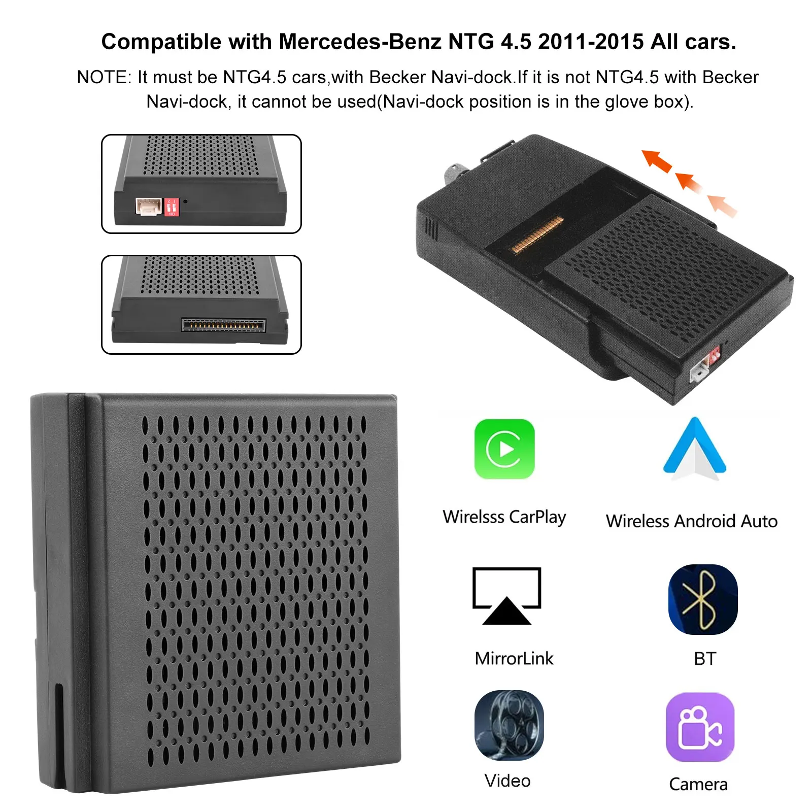 Wireless Carplay Android Auto Mirroring For Mercedes-benz Ntg 4.5 System With Becker Navi-dock Wireless Carplay Upgrade Module
Wireless Carplay Android Auto Mirroring For Mercedes-benz Ntg 4.5 System With Becker Navi-dock Wireless Carplay Upgrade Module