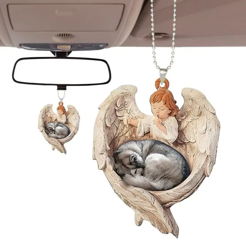 Подвеска в виде собаки с ангельским орнаментом, ангельское крыло, подвеска в виде собаки, акриловое очарование для заднего вида автомобиля, зеркало заднего вида, окно, подвеска на рождественскую елку 
Подвеска в виде собаки с ангельским орнаментом, ангельское крыло, подвеска в виде собаки, акриловое очарование для заднего вида автомобиля, зеркало заднего вида, окно, подвеска на рождественскую елку