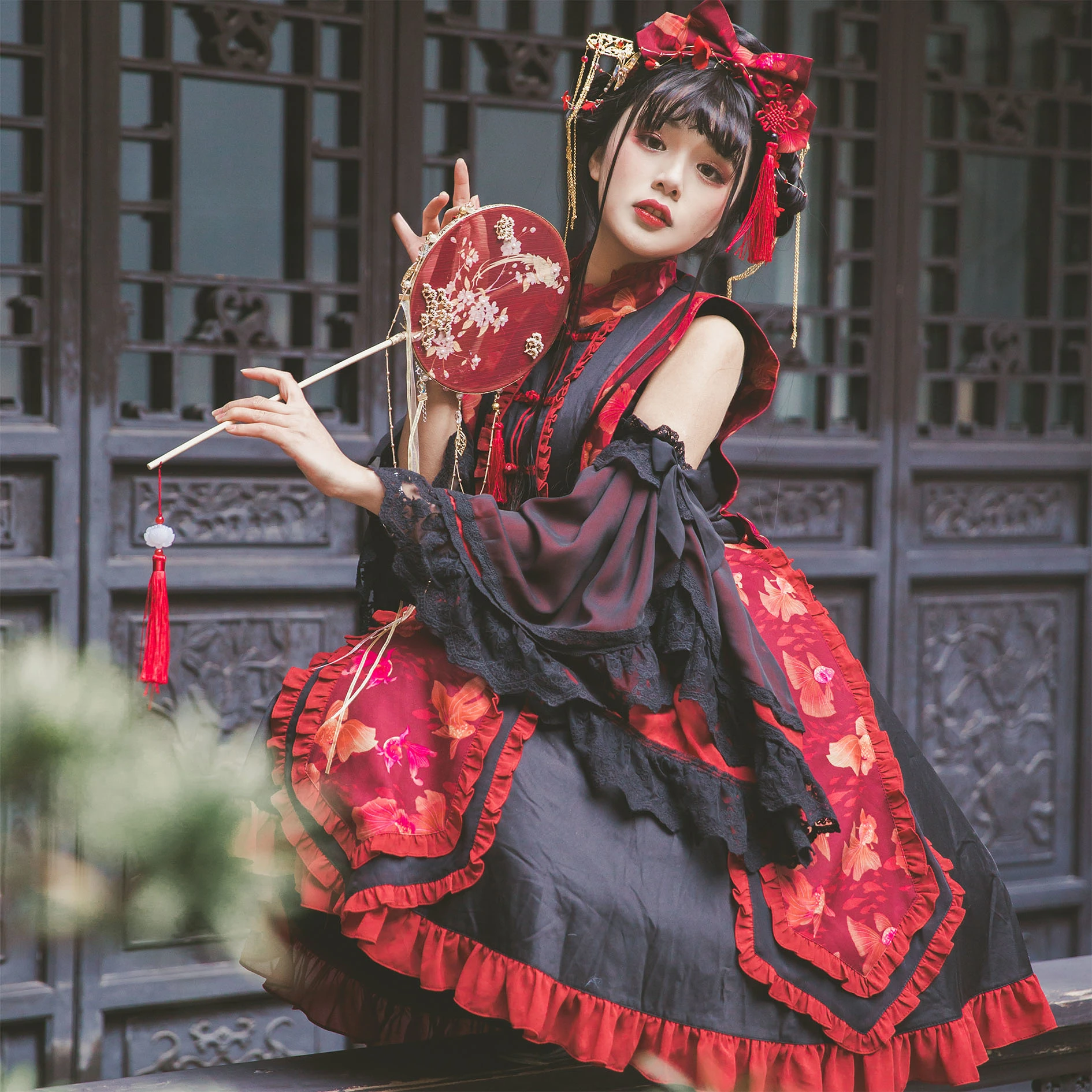Dark Gothic Lolita Set Chinese Ghost Jiangshi Summer Retro Short Skirts Cute Chinese Style Lolitas Outfit Top+Skirt+Hat
Dark Gothic Lolita Set Chinese Ghost Jiangshi Summer Retro Short Skirts Cute Chinese Style Lolitas Outfit Top+Skirt+Hat