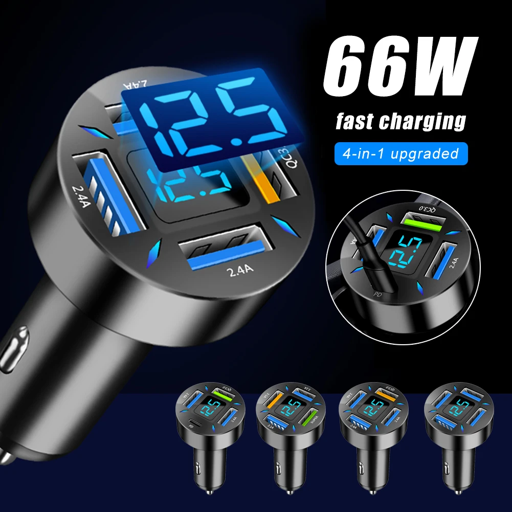 66W 4 Ports USB Car Charger Fast Charging PD Quick Charge 3.0 USB C Car Phone Charger Adapter For iPhone 13 12 Xiaomi Samsung
66W 4 Ports USB Car Charger Fast Charging PD Quick Charge 3.0 USB C Car Phone Charger Adapter For iPhone 13 12 Xiaomi Samsung