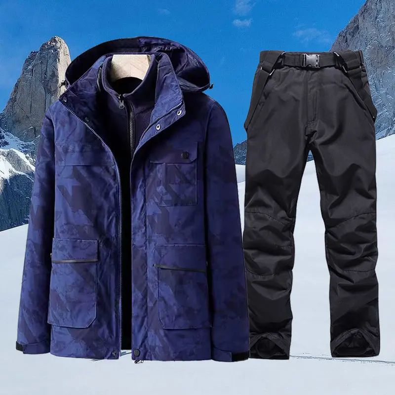 

Ski Suit Men Winter Waterproof Thicken Warm Windproof Fleece Jacket Snow Pants Outdoor Snowboard Wear Set Male Skiing Overalls