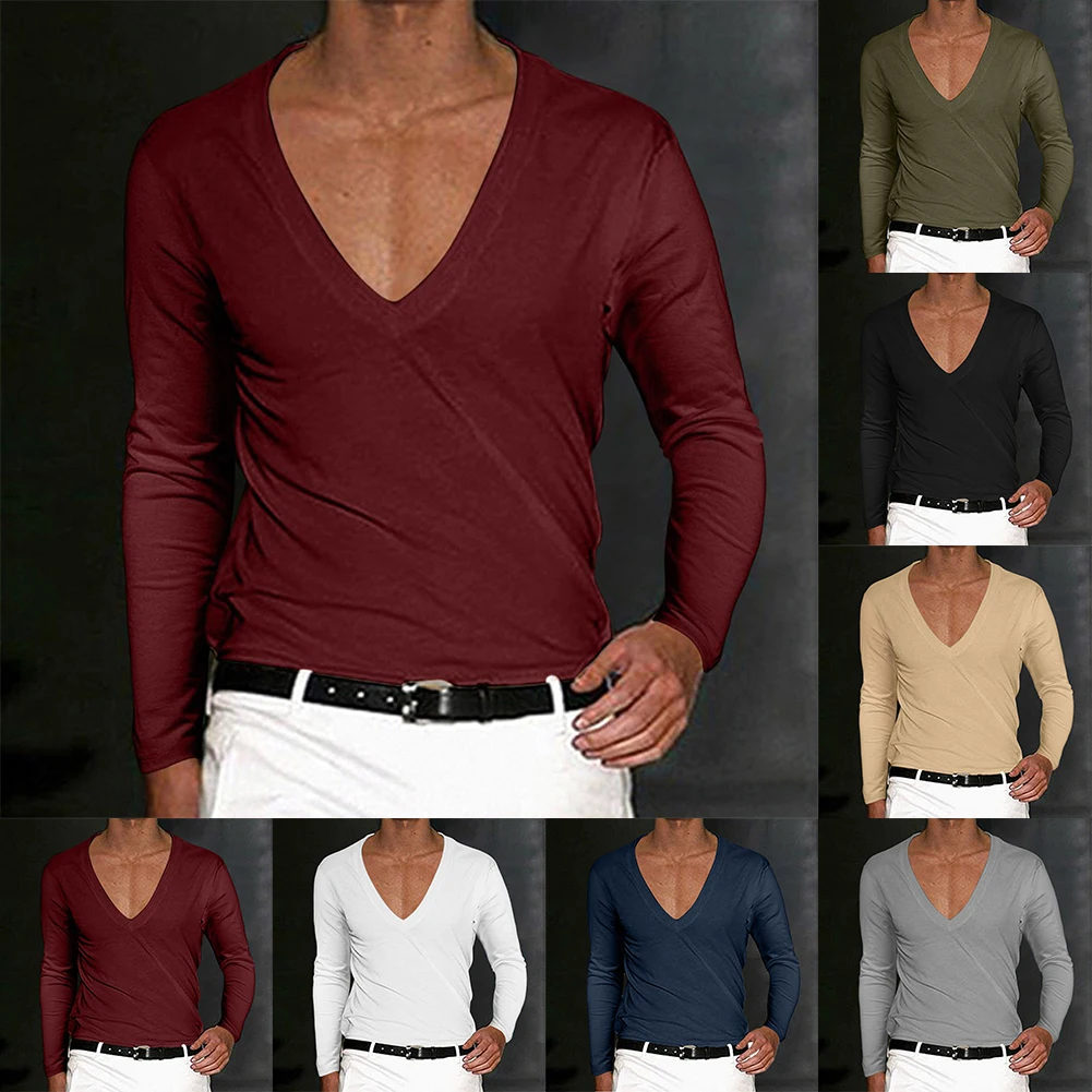 Mens T-Shirt Summer Shirts Low Cut Deep V Neck Comfortable Shirt Tops Men's Long Sleeve Casual Pullover Sexy Slim Fit Tees
Mens T-Shirt Summer Shirts Low Cut Deep V Neck Comfortable Shirt Tops Men's Long Sleeve Casual Pullover Sexy Slim Fit Tees