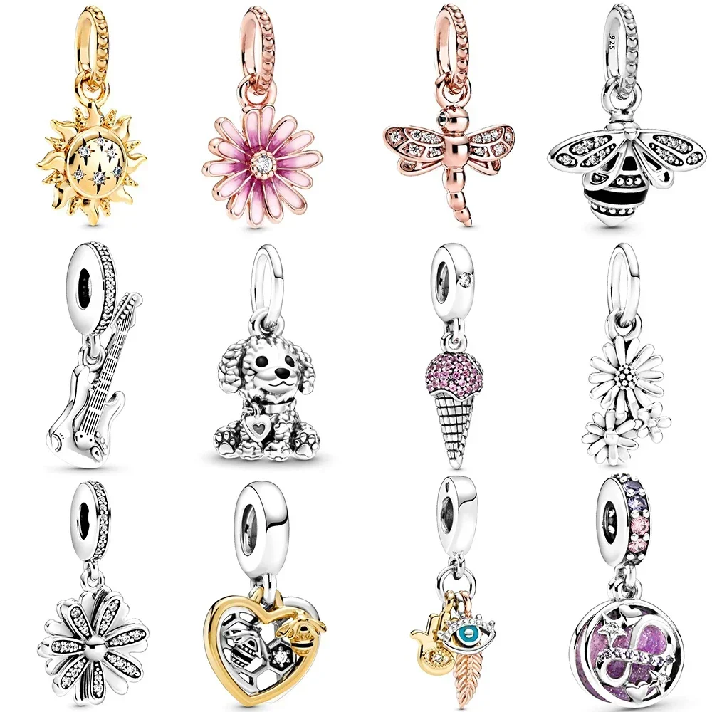 

NEW 2020 100% 925 Sterling Silver Spring Collection Shine Sparkling Sun Pendant Fit Diy Women Original Bracelet Fashion Jewelry