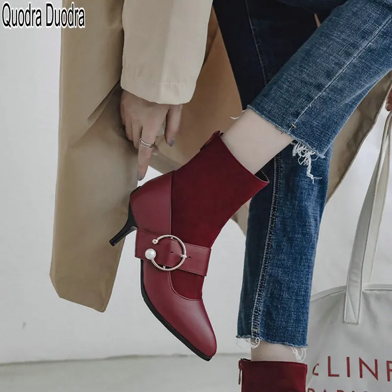 New Women Shoes Ankle Boots Thin High Heels Fashion Zipper Winter Pointed Toe Plus Size 48 PU Pearl Zipper Lady Wine Red Sexy
New Women Shoes Ankle Boots Thin High Heels Fashion Zipper Winter Pointed Toe Plus Size 48 PU Pearl Zipper Lady Wine Red Sexy
