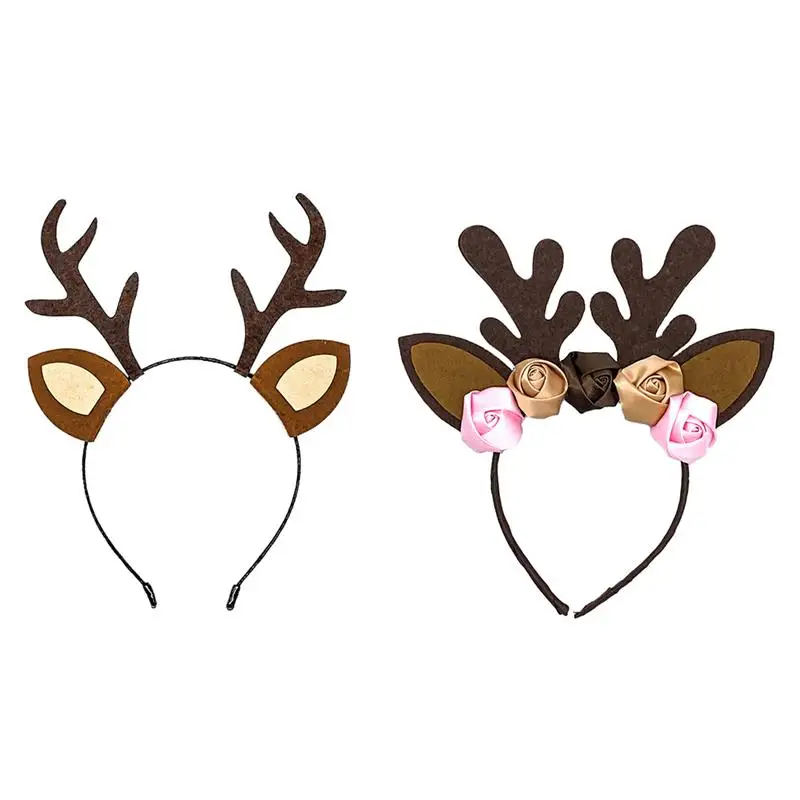 

2Pcs Christmas Antler Headband Christmas Reindeer Hairband Elk Horn Hoop Performance Props Headbands Merry Christmas Decoration