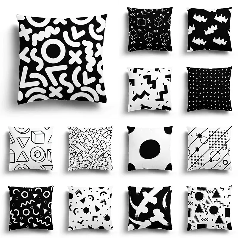 Office Living Room Home Pillowcase Black and White Simple Geometric Pillowcase Car Ornaments
Office Living Room Home Pillowcase Black and White Simple Geometric Pillowcase Car Ornaments