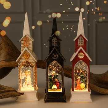 신상 LED 크리스마스 조명, 교회 모양, 작은 바람 램프, 탁상 장식, 천사 크리스마스 장식, 가정용