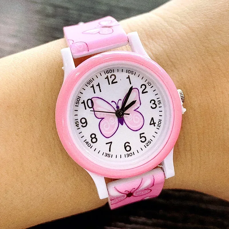 

Lovely Girls Watches Butterfly Printing Silicone Candy Jelly Quartz Watches for Kids Children Girls Students Party Gifts Clock