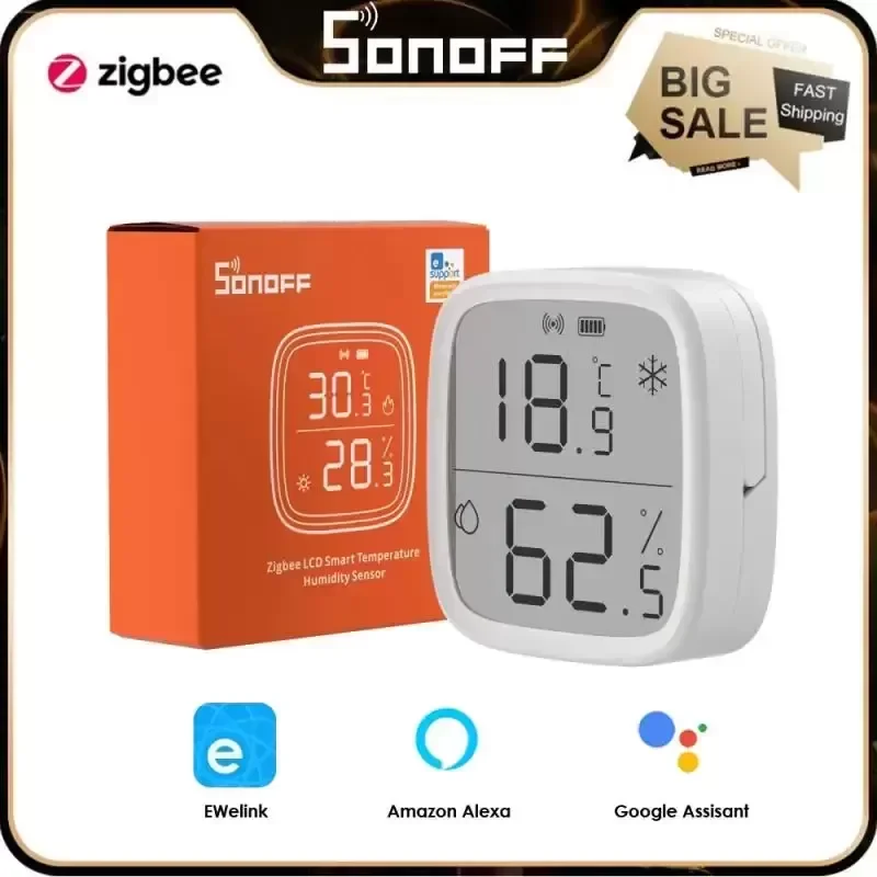 Умный датчик температуры и влажности SONOFF SNZB-02/02D Zigbee, синхронизация в режиме реального времени через EWeLink ZBBridge, работа с Alexa Google Home
Умный датчик температуры и влажности SONOFF SNZB-02/02D Zigbee, синхронизация в режиме реального времени через EWeLink ZBBridge, работа с Alexa Google Home
