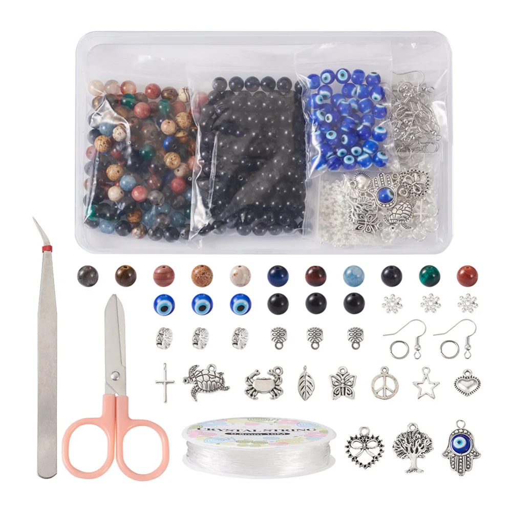 DIY Earring Bracelet Making Kit Mixed Stone Beads Lampwork Beads Pendants Star Crab Charms with Earring Hooks Scissor Tweezers
DIY Earring Bracelet Making Kit Mixed Stone Beads Lampwork Beads Pendants Star Crab Charms with Earring Hooks Scissor Tweezers
