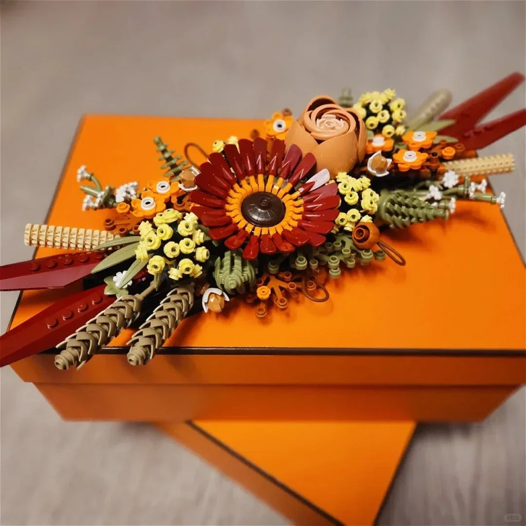 Romantic Love Bouquet Idea Dried Flower Centerpiece Bricks Toy Romantic Love Bouquet Idea Dried Flower Centerpiece Bricks Toy
