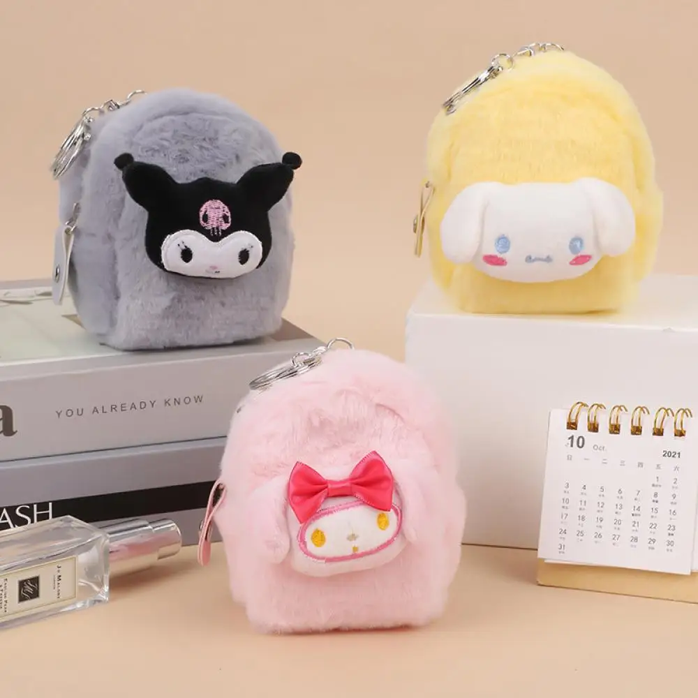 

Sanrio Kawaii, плюшевый Кошелек для монет Kuromi Melody, кошелек на молнии, кошелек Cinnamoroll для хранения наушников, плюшевая сумка, плюшевый мешок, подвеска, подарок