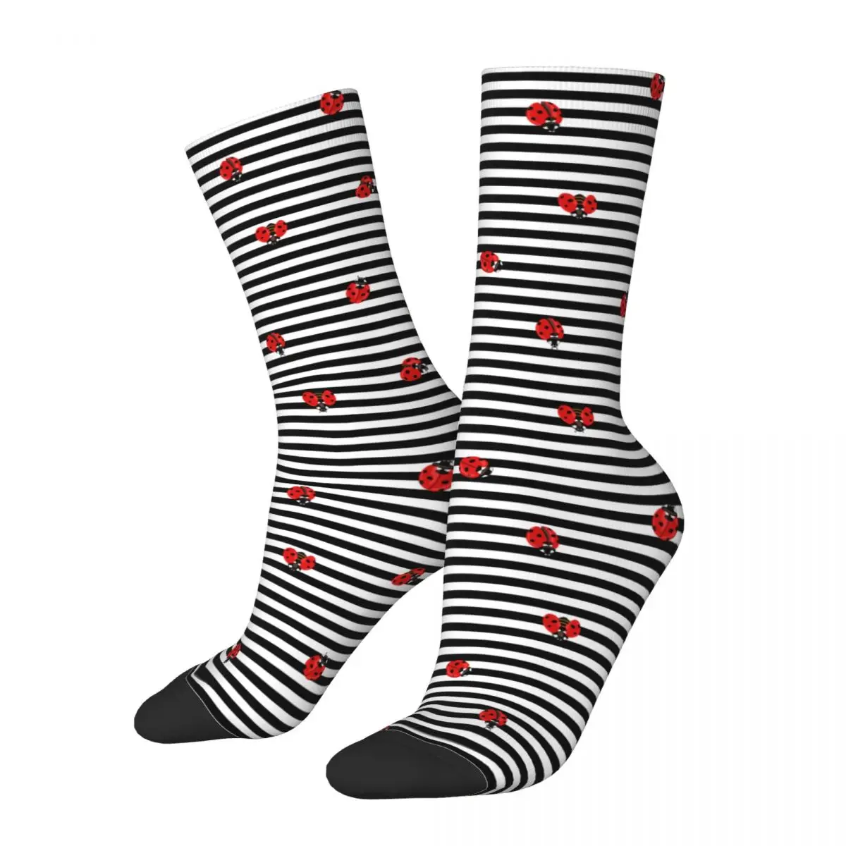 

Autumn Winter Cool Men's Women's Strips Ladybug Ladybird Insect Lover Socks Sweat Absorbing Basketball Socks