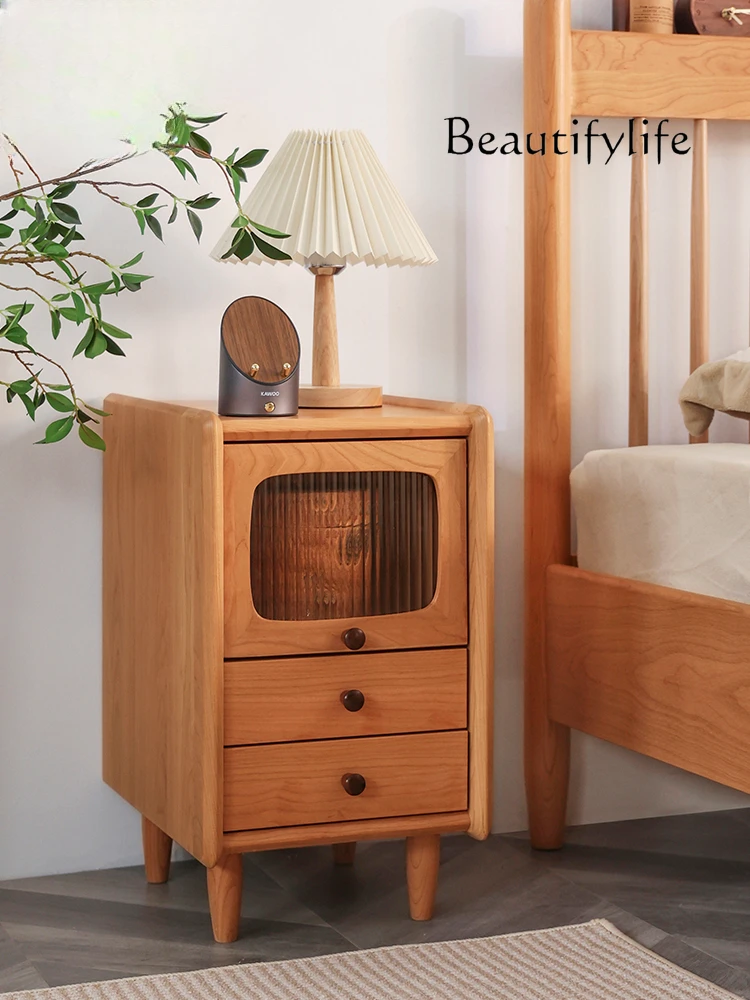Bedside Table Solid Wood Cherrywood Nordic Modern Minimalist Glass Log Small Size Bedside Cabinet
Bedside Table Solid Wood Cherrywood Nordic Modern Minimalist Glass Log Small Size Bedside Cabinet