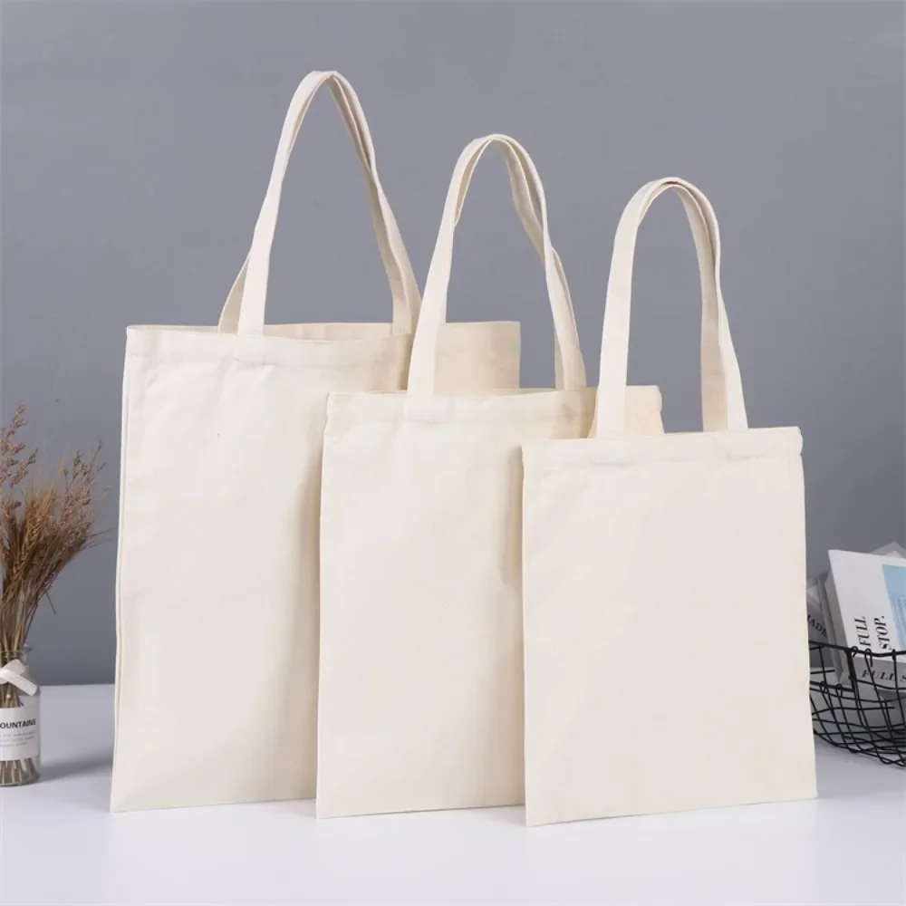 

Creamy White Plain Shopping Shoulder Tote High Capacity DIY Environmental Friendly Shopper Bags Cotton Canvas Bag Handbags Gifts