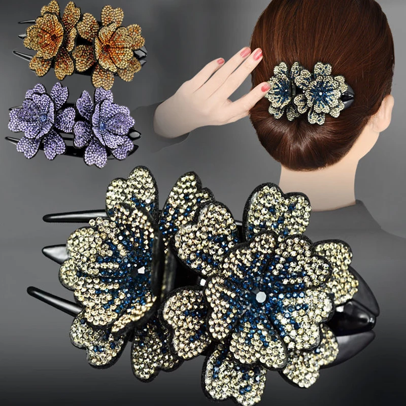 Rhinestone Double Flower Hair Claw Hair Grab Duckbill For Women Flower Hair Clip Claw Hair Accessories Rhinestone Headdress
Rhinestone Double Flower Hair Claw Hair Grab Duckbill For Women Flower Hair Clip Claw Hair Accessories Rhinestone Headdress