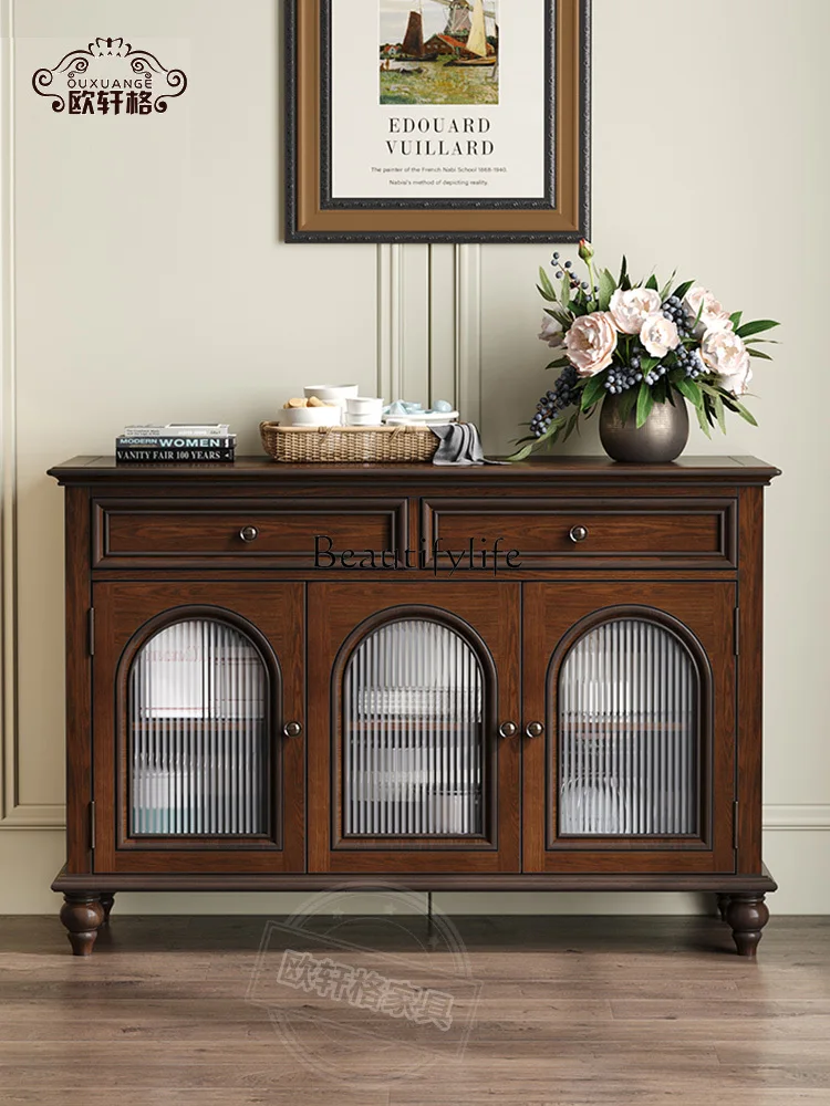 American-Style Solid Wood Retro Sideboard Cabinet Small Apartment Kitchen Locker Integrated Wall Storage Cabinet
American-Style Solid Wood Retro Sideboard Cabinet Small Apartment Kitchen Locker Integrated Wall Storage Cabinet