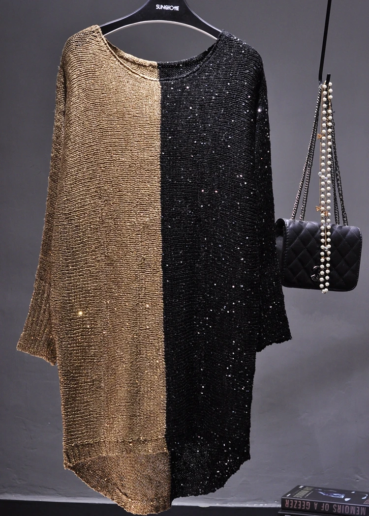 2023 autumn/winter women's new hollowed sequins intercolor medium long sweater loose large size gold line bright silk base skirt
2023 autumn/winter women's new hollowed sequins intercolor medium long sweater loose large size gold line bright silk base skirt