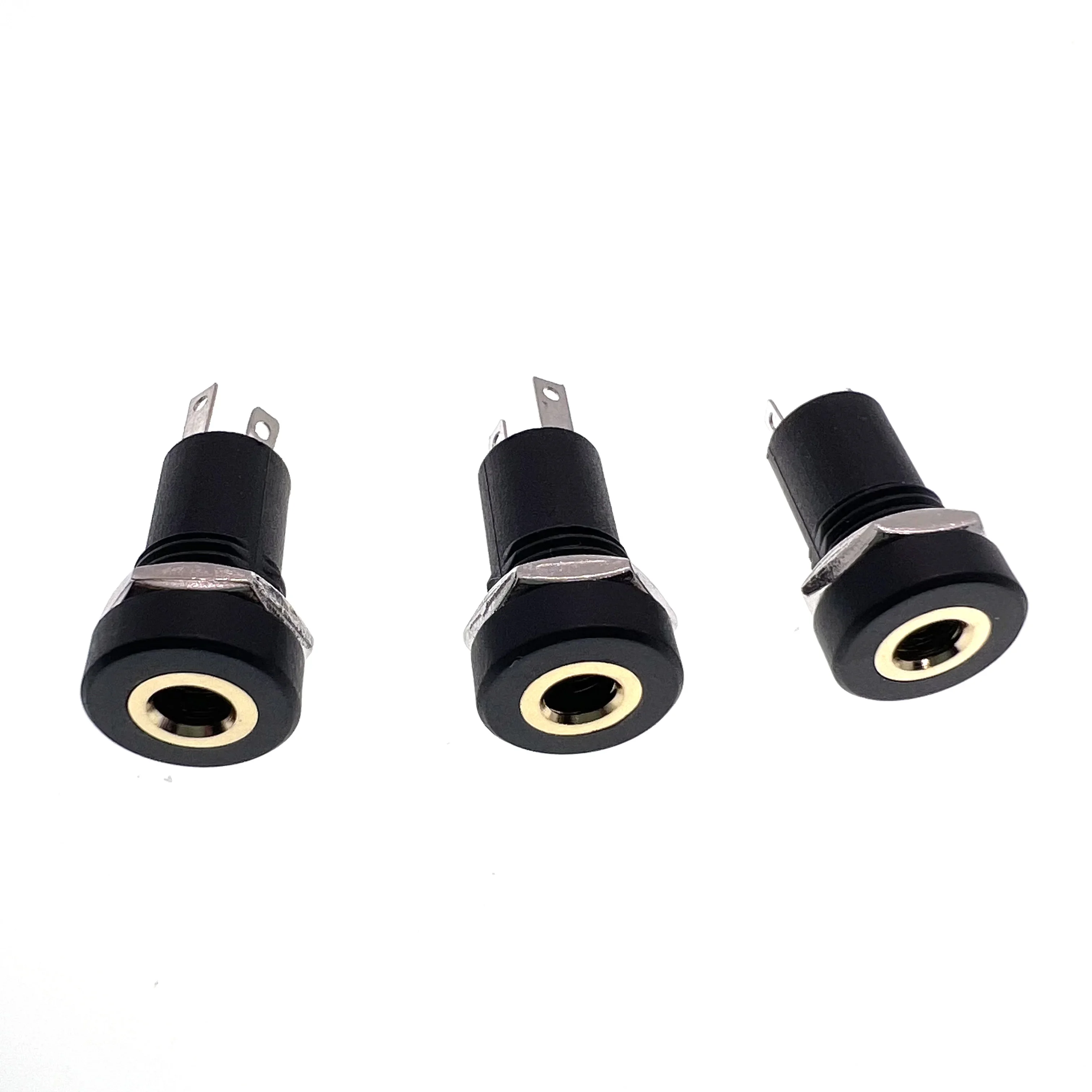 

100PCS PJ392A 3.5MM Audio Jack Socket 3 Pole Black Stereo Solder Panel Mount Gold With Nuts PJ-392A