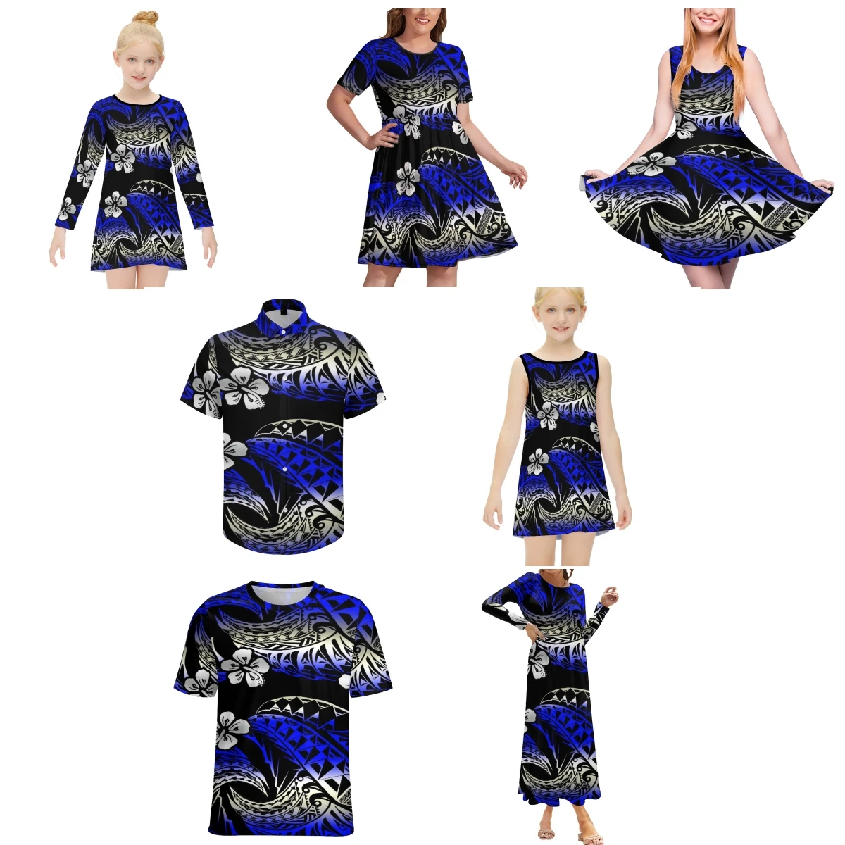 

Plus Size Samoan Design Family Set Chic Tribal Clothes Islanders Top Quality Dress for Women Free Shipping