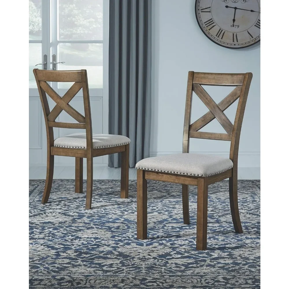 

Kitchen Chair Modern Farmhouse 19" Upholstered Dining Room Chair, 2 Count, Brown Mid-Century Modern