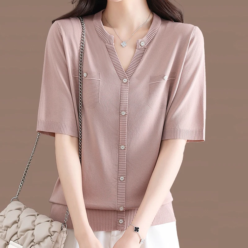 V Neck T Shirt For Women Button Short Sleeve Top Casual Womens Clothing Knitted T Shirts Ladies 2023 Summer White Poleras Mujer
V Neck T Shirt For Women Button Short Sleeve Top Casual Womens Clothing Knitted T Shirts Ladies 2023 Summer White Poleras Mujer