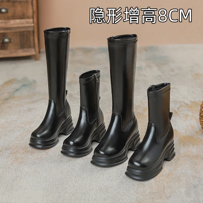 

Martin Boots Female Autumn/Winter 2023 New High Rise Motorcycle Thick Sole Short Boots Mid Barrel Single Boot Children