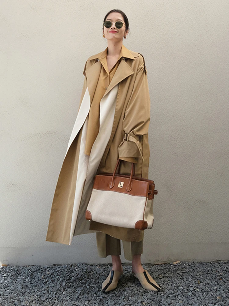 ZCSMLL Women Khaki Color-block Big Size Trench New Lapel Long Sleeve Loose Fit Windbreaker Fashion Spring Autumn 2022 T8139
ZCSMLL Women Khaki Color-block Big Size Trench New Lapel Long Sleeve Loose Fit Windbreaker Fashion Spring Autumn 2022 T8139