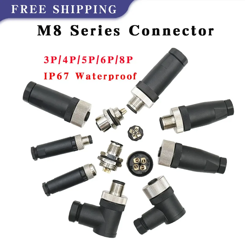 5/20/100 Sets M8 Series 3/4/5/6/8 PIN Straight/Curved/Flange Head With Shielding IP67 Waterproof Male&Female Aviation Connector
5/20/100 Sets M8 Series 3/4/5/6/8 PIN Straight/Curved/Flange Head With Shielding IP67 Waterproof Male&Female Aviation Connector