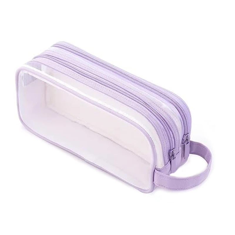 

Grid Mesh Pencil Case 2 Compartment Pen Bag Clear Pencil Pouch Transparent Makeup Bag For Teen Student College