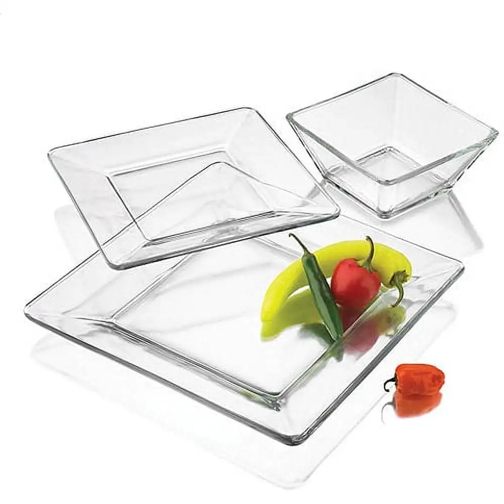12-Piece Square Clear Glass Dinnerware Set Stackable, Nesting Design for Effortless Cabinet Storage
12-Piece Square Clear Glass Dinnerware Set Stackable, Nesting Design for Effortless Cabinet Storage