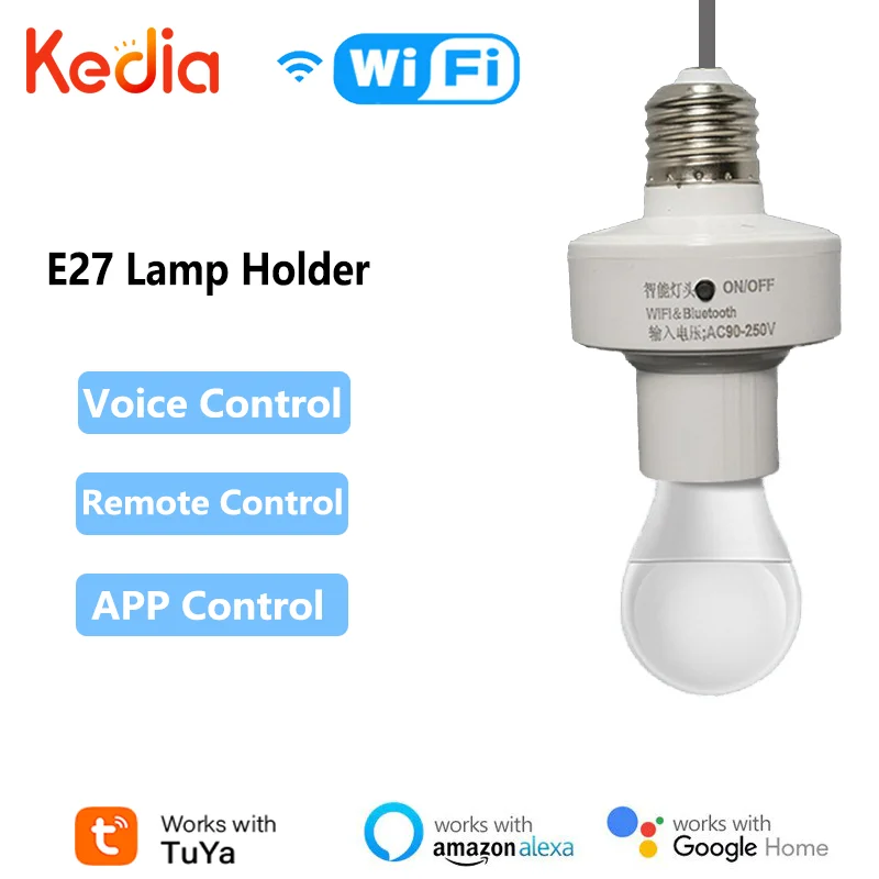 Tuya WiFi E27 Lamp Holder AC 90-250V Base LED Lamps Bulb Adapter Smart Home APP Remote/Voice Control work with Alexa Google Home
Tuya WiFi E27 Lamp Holder AC 90-250V Base LED Lamps Bulb Adapter Smart Home APP Remote/Voice Control work with Alexa Google Home