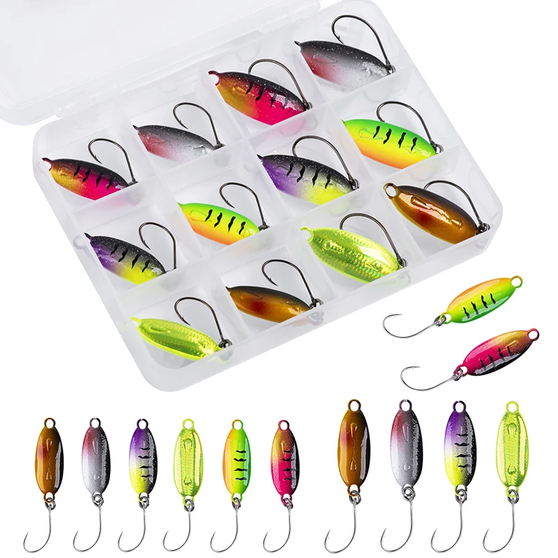 

Goture 12pcs/Lot Metal Spoon Lead Jig 28mm 3.4g 33mm 5.3g Luminous Hard Bait Tackle Ice Fishing Lure for Trout Pike Perch Pesca