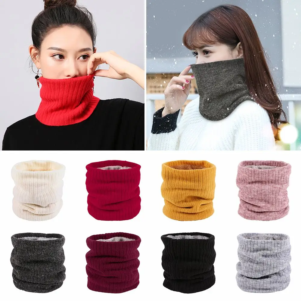 

Unisex Soft Thick Double-Layer Windproof Collar Scarf Fleece Lined Scarf Winter Neck Gaiter Neck Warmer Circle Loop Scarves