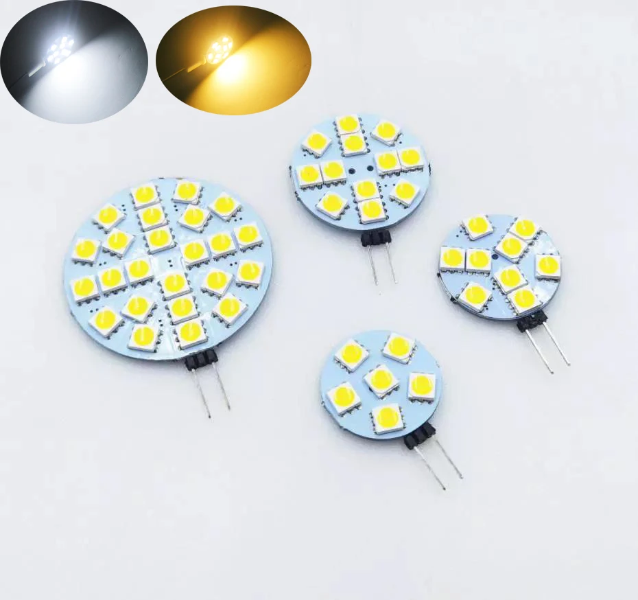 

G4 2Pin 5050 SMD led Bulb on DC 12V Replace Halogen Bi-pin Lamp LED Bulb 1.2W 1.8W 2.4W 4.8W 6-9LEDs Warm cold led light