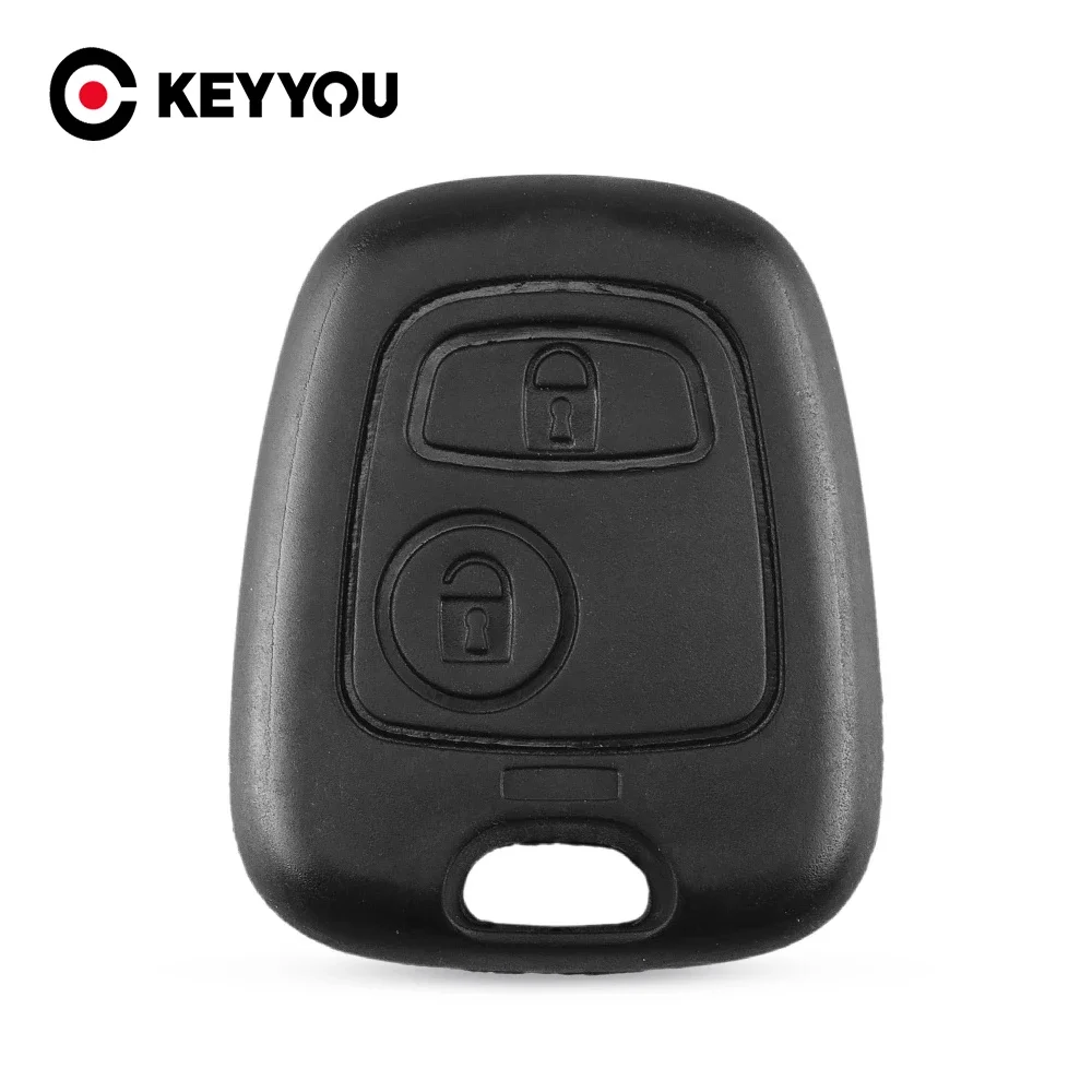 

KEYYOU 2 Buttons Remote Car Key Shell Fob Key Case Cover No Blade for Peugeot 106 107 206 207 306 307 406 407 For Citroen C1 C4